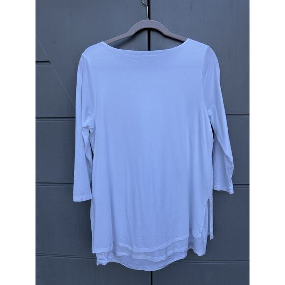 J. Jill Pure Jill Boat-neck Layered Tunic Top White Cotton Modal Women's Sz M - Picture 4 of 8